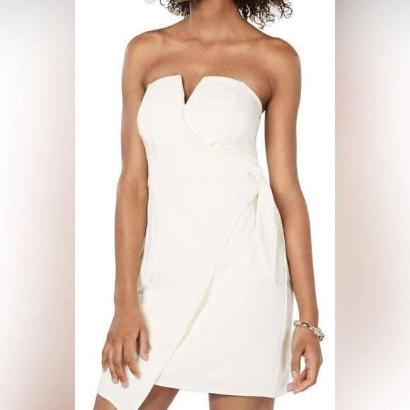 Trixxi Faux Wrap strapless Mini Dress - Picture 1 of 10